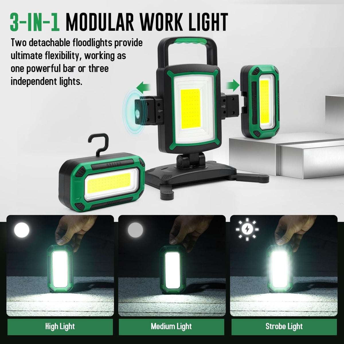 50W 5000LM Rechargeable Magnetic LED Work Light Q142