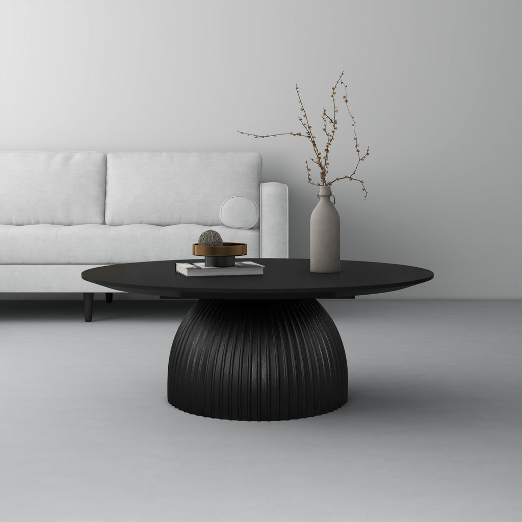 Black Round Drum Coffee Table I260361
