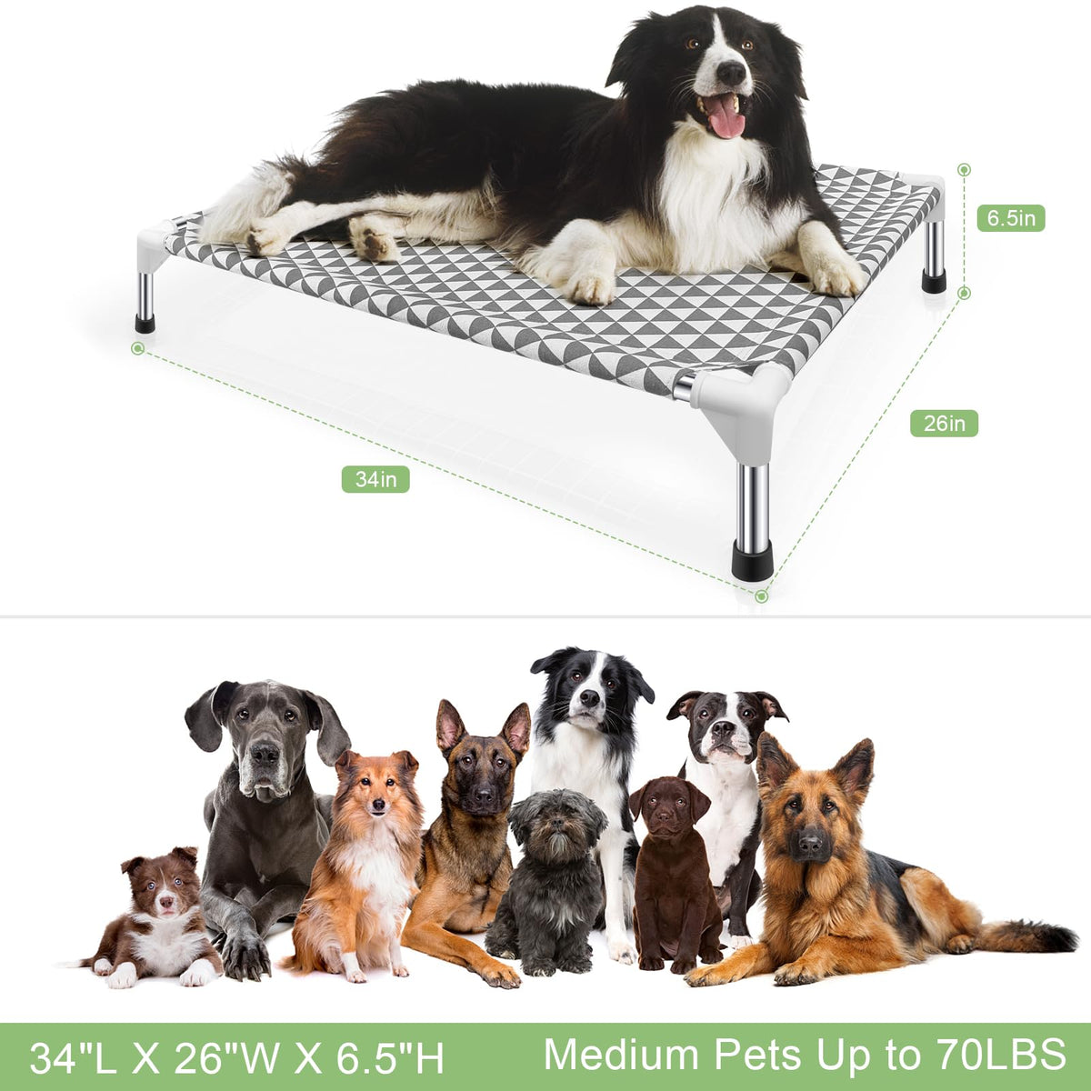 Medium Cotton Elevated Outdoor Dog Bed Y25273