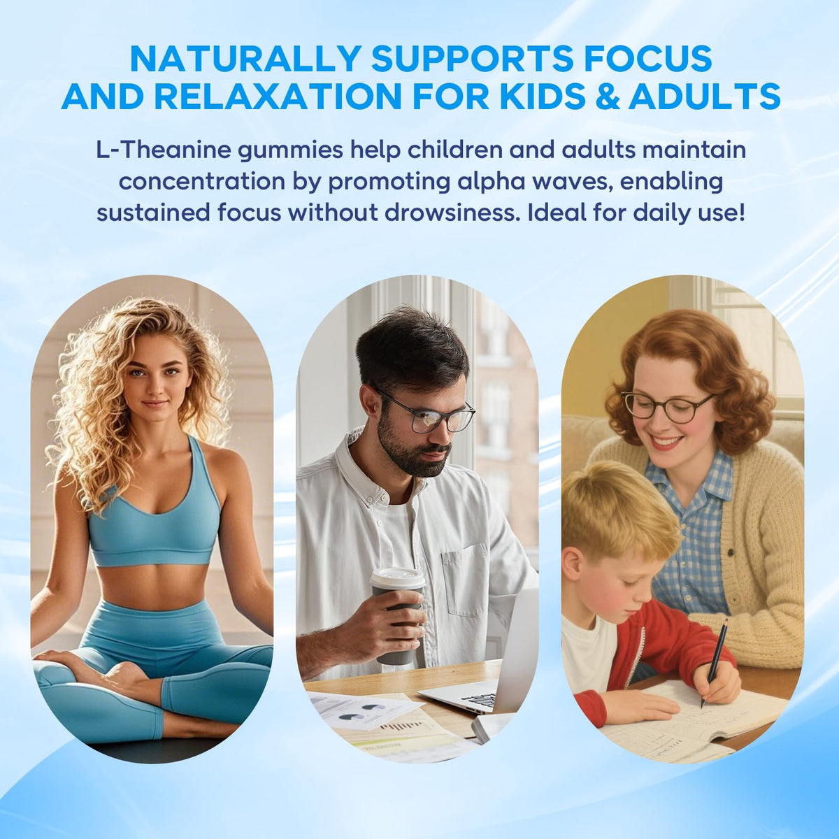 L-Theanine Gummies with Ashwagandha, GABA, 5-HTP, Magnesium Glycinate, Raspberry, 60 Count F83470