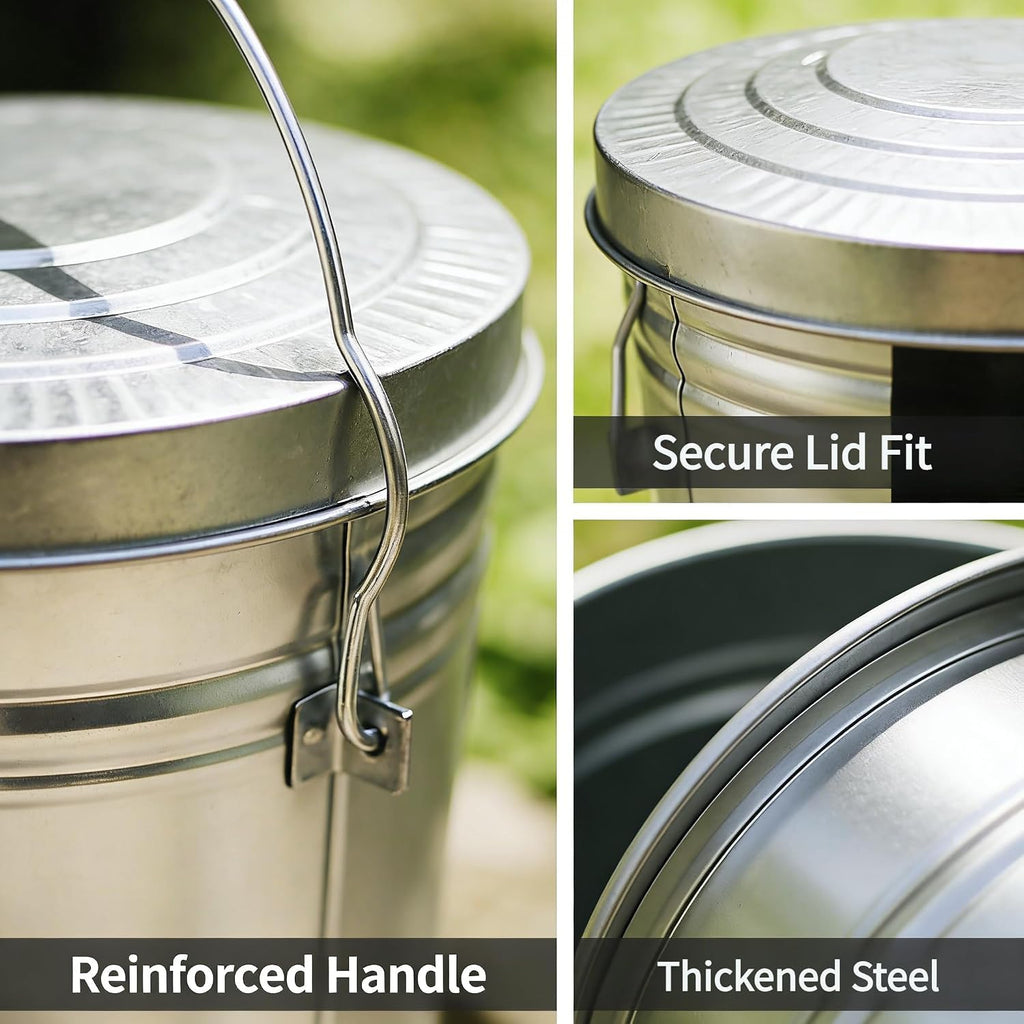 Galvanized Trash Can with Lid T628