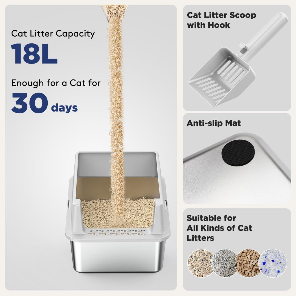 2 Pack Stainless Steel Cat Litter Box with Lid H91339