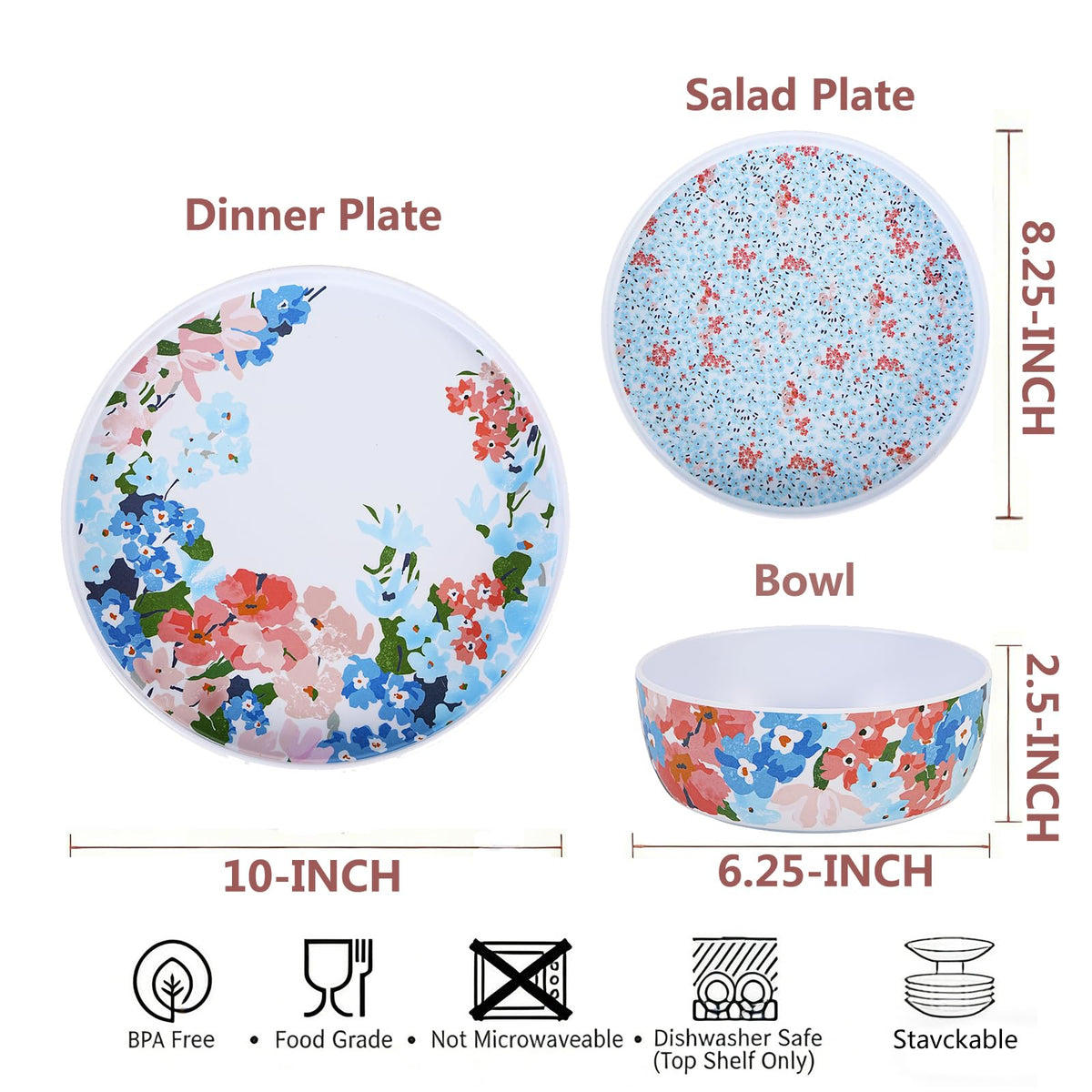 12 Pcs Melamine Dinnerware Set for 4 X985