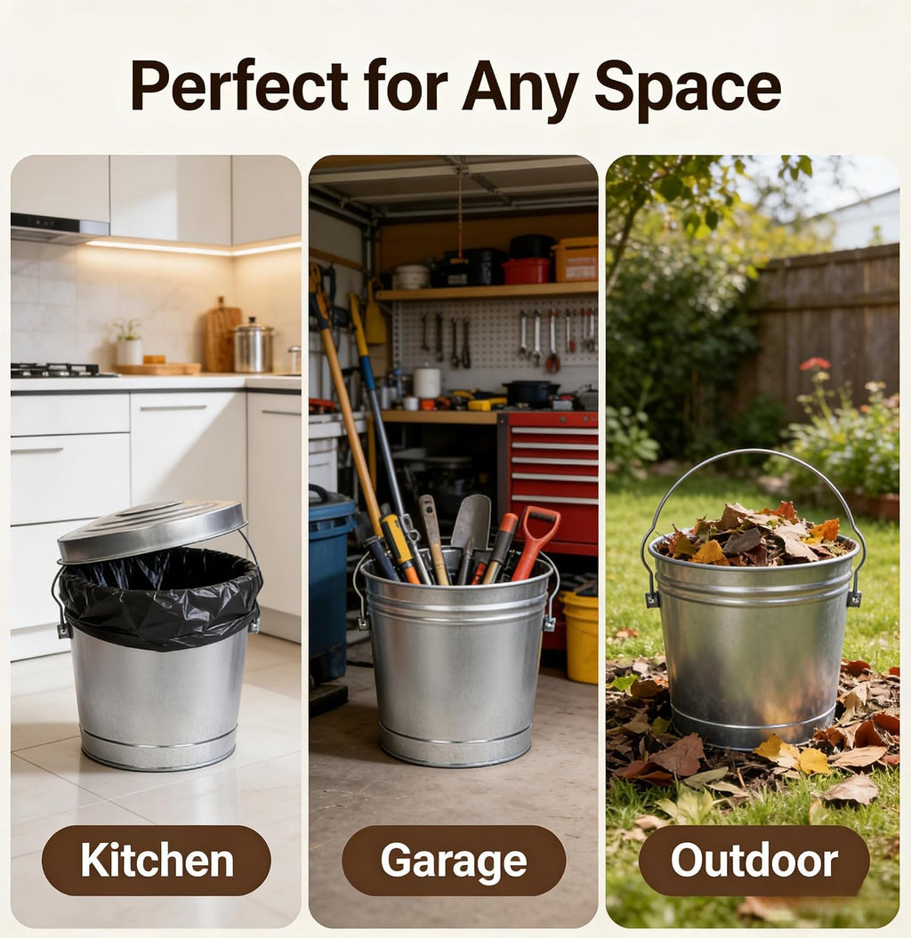 Galvanized Trash Can with Lid T628