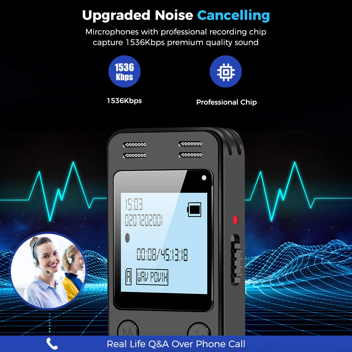128GB Digital Voice Recorder with Playback P1231