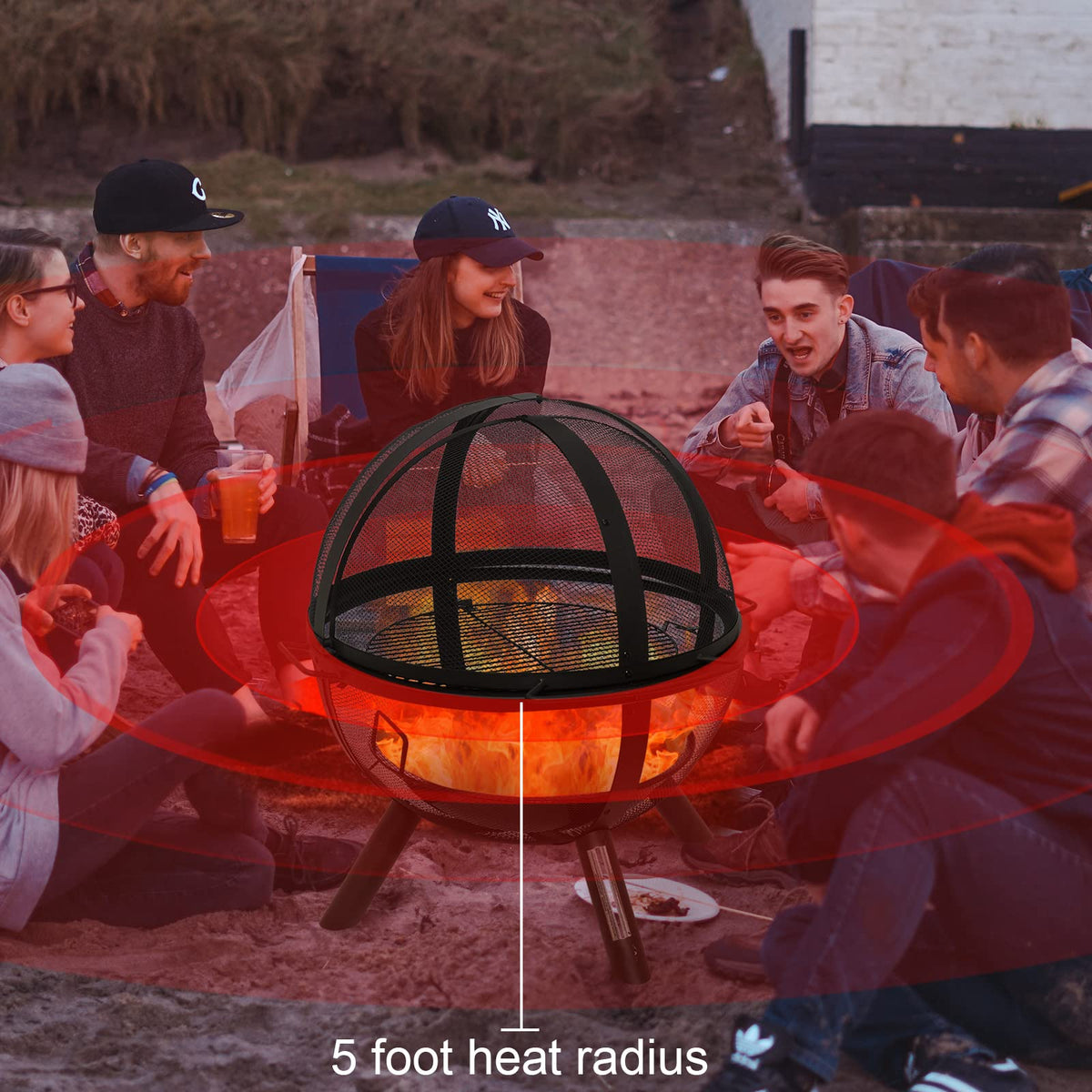 Black Round Fire Pit with BBQ Grill R2900