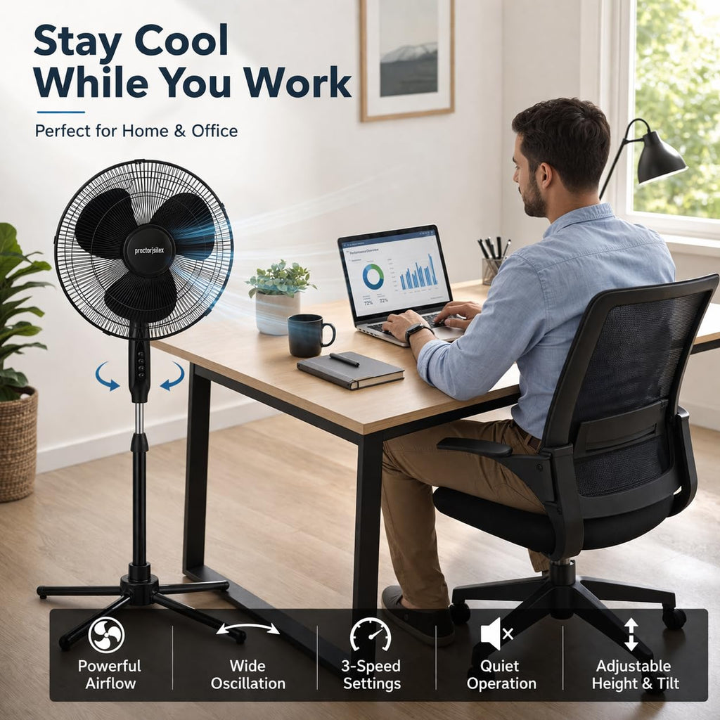 16-Inch 3-Speed Oscillating Pedestal Fan V9481