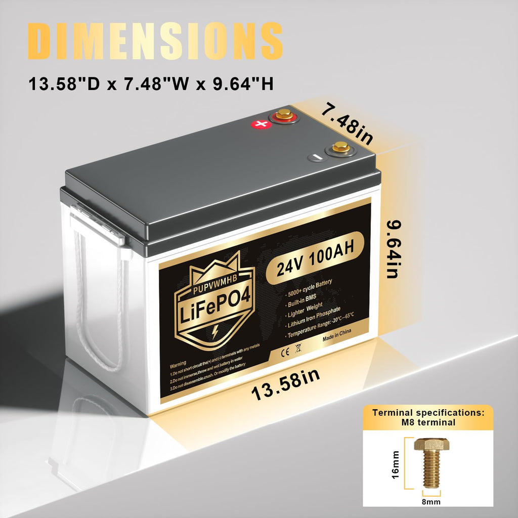 24V 100AH Lifepo4 Battery with 100A BMS H169