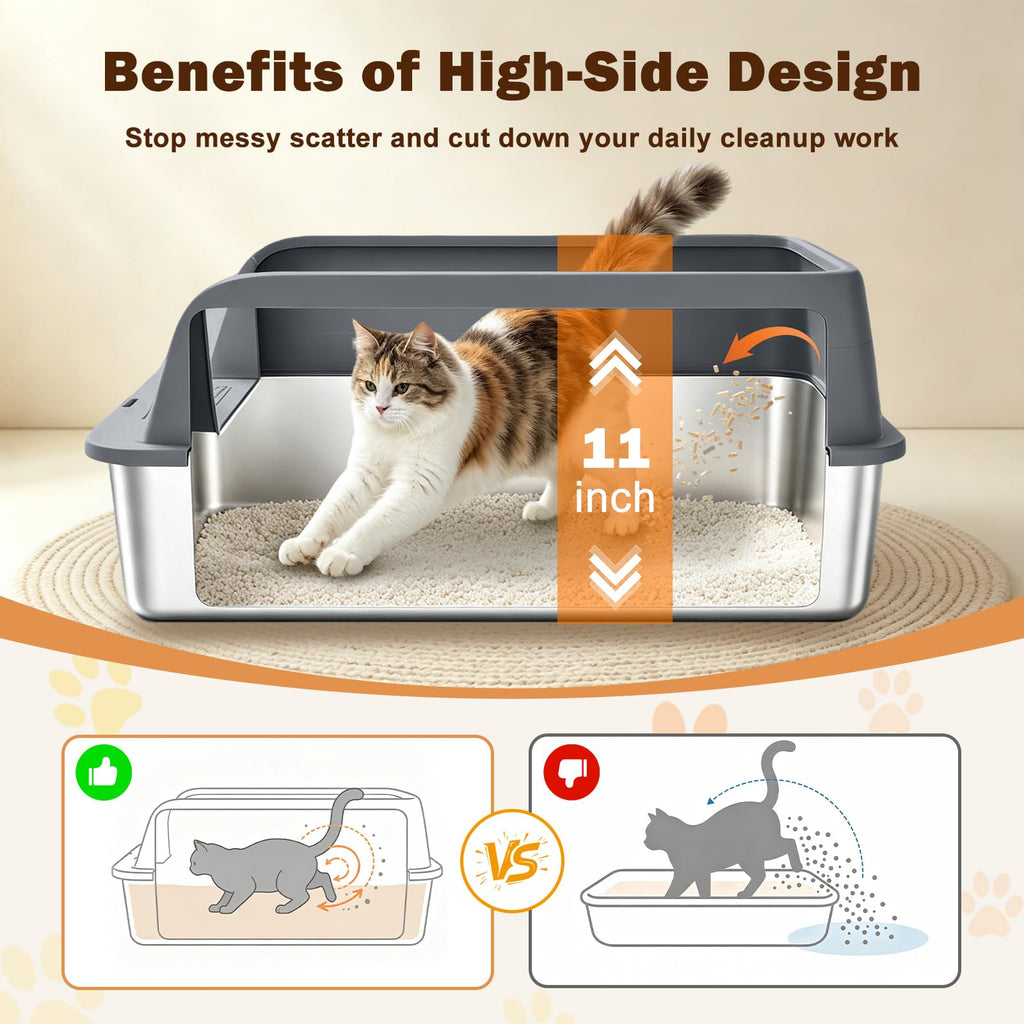 XL Stainless Steel Litter Box with Lid G297932
