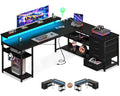 61 Inch L Shaped Computer Desk with 4 Drawers X73599