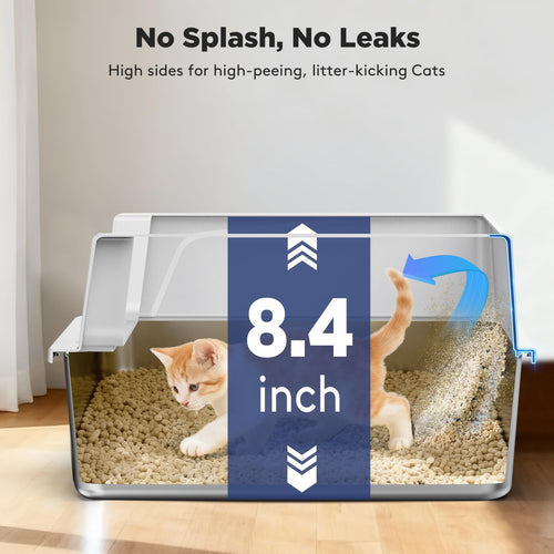 2 Pack Stainless Steel Cat Litter Box with Lid H91339
