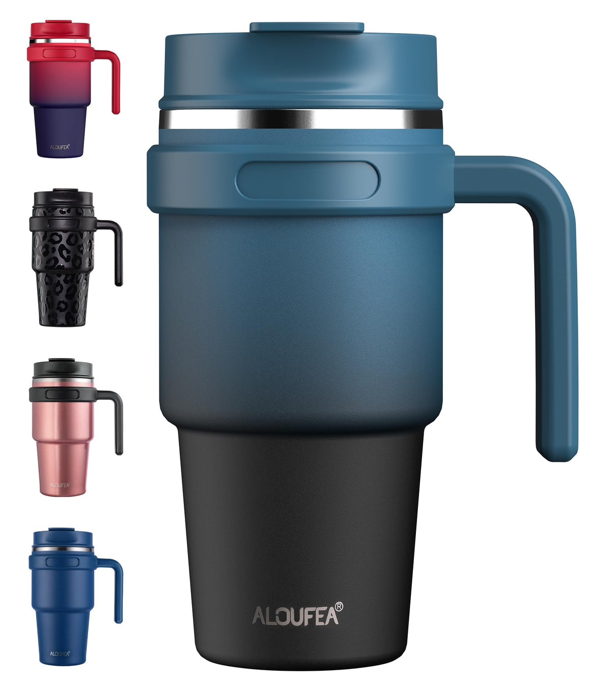 20 oz Insulated Travel Coffee Mug Tumbler with Handle and Straw E278652