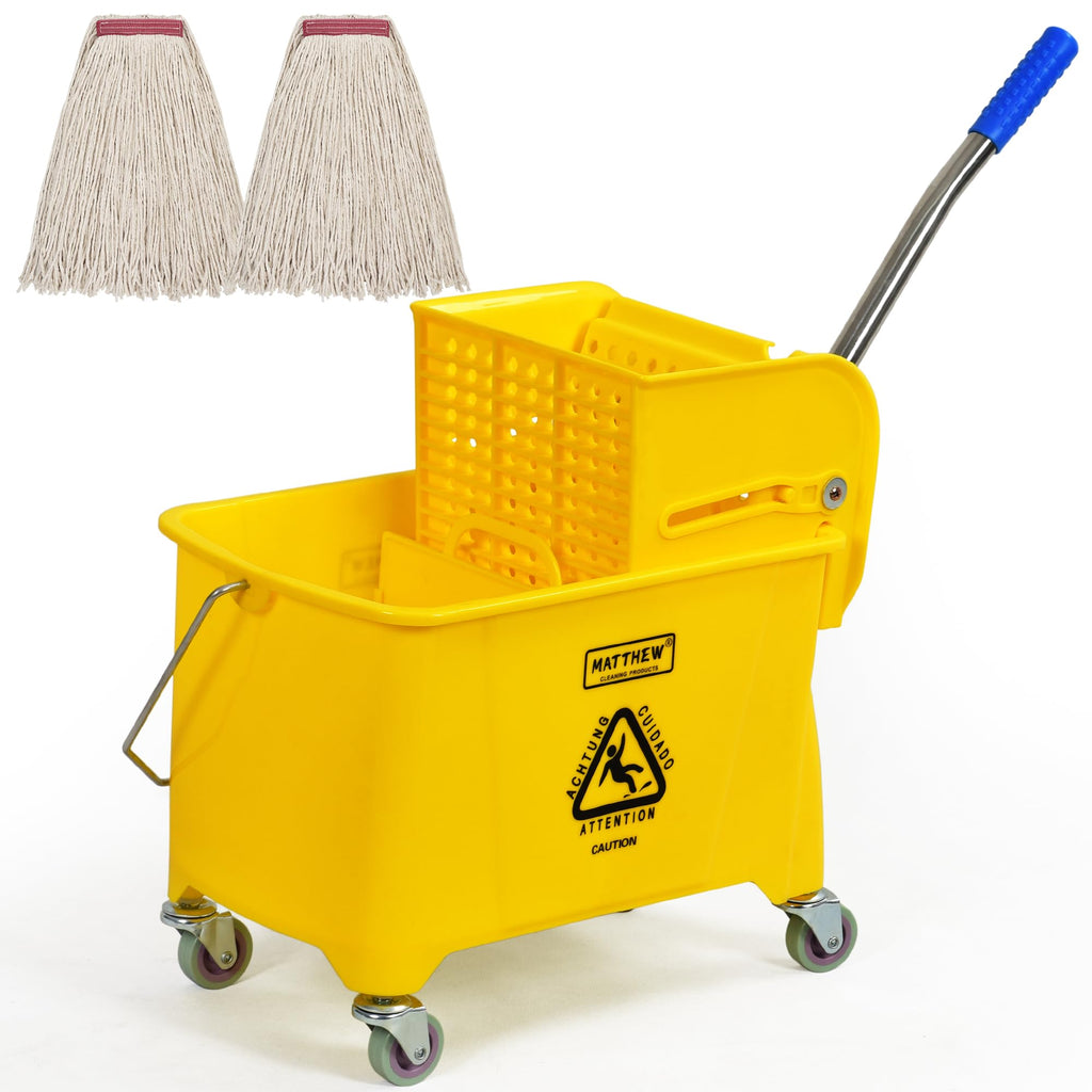 22 Quart Compact Mop Bucket with Side Press Wringer On Wheels R2626