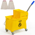 22 Quart Compact Mop Bucket with Side Press Wringer On Wheels R2626