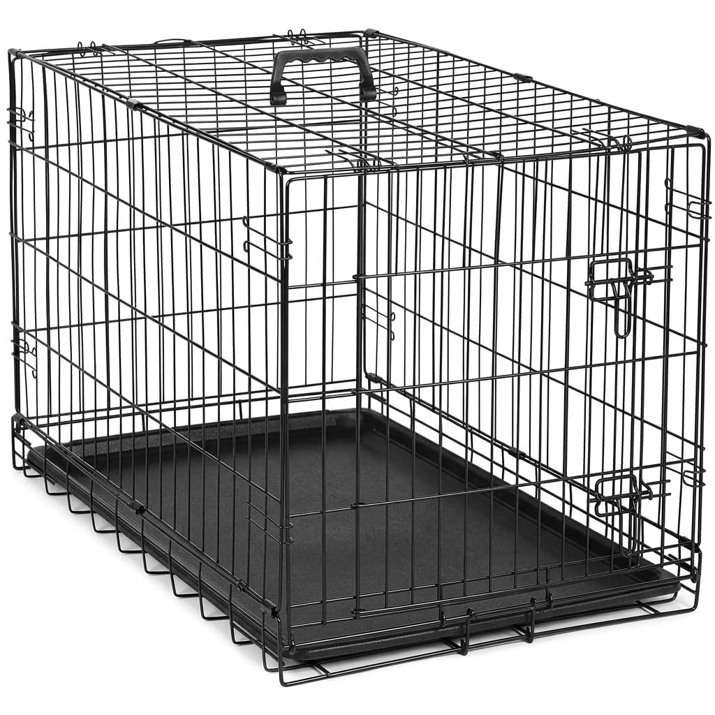 48 Inch Heavy Duty Folding Metal Wire Dog Crate with Double Doors Z95366
