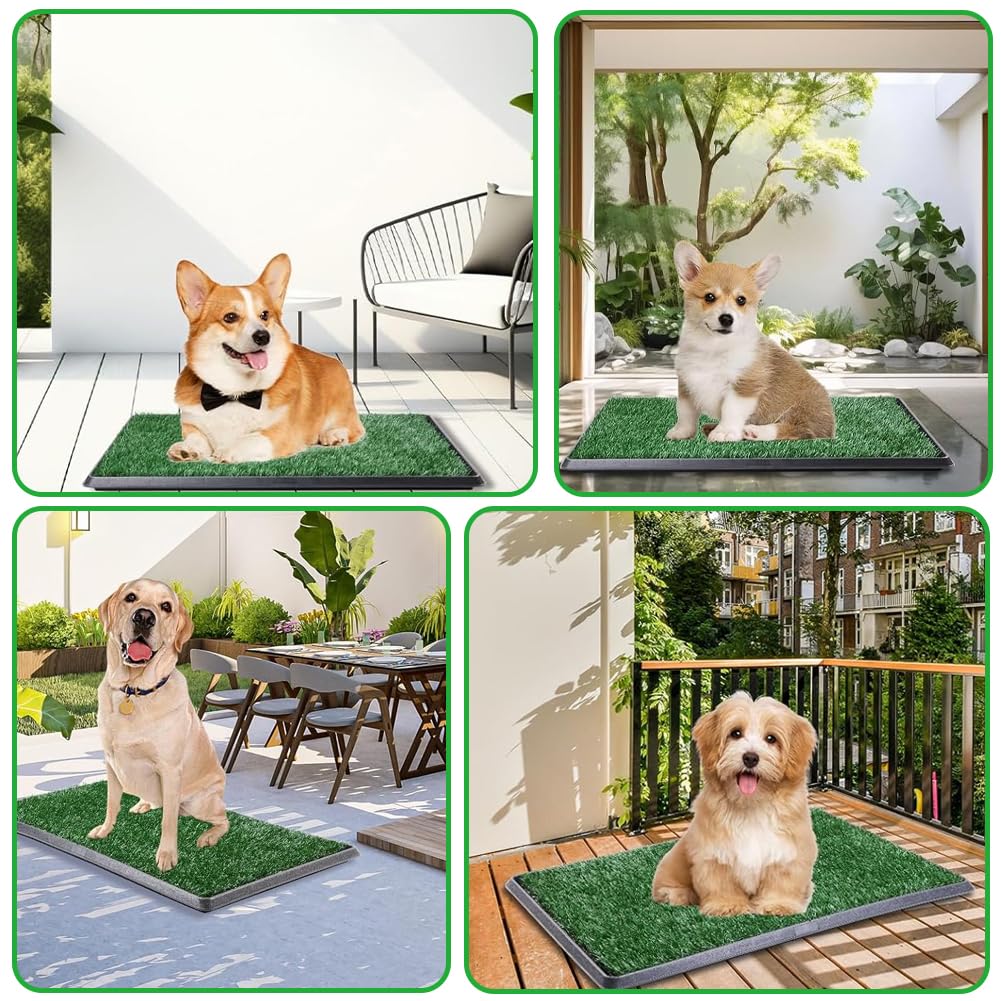 Reusable Pet Grass Potty with 2-Pack Replaceable Artificial Grass L611242