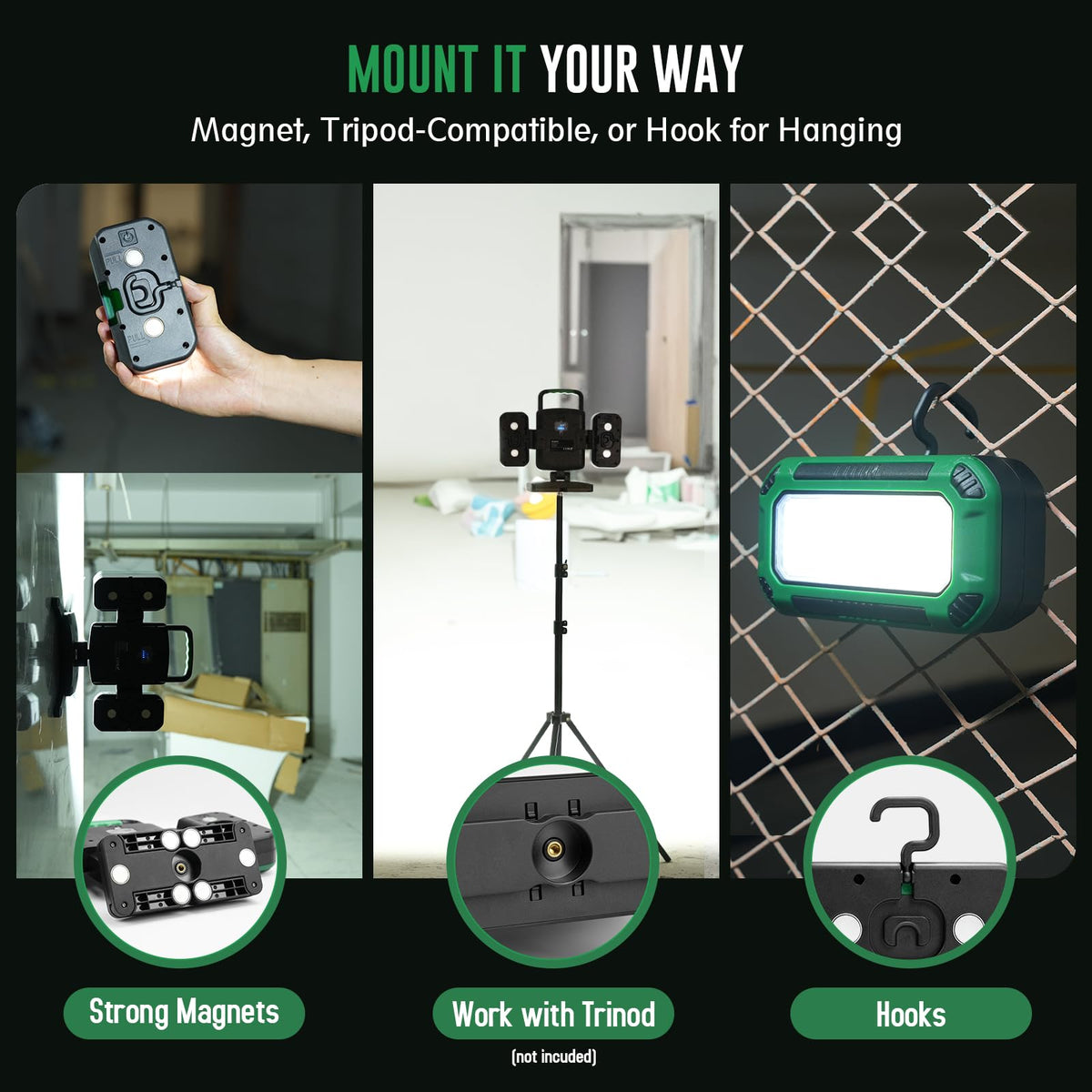 50W 5000LM Rechargeable Magnetic LED Work Light Q142