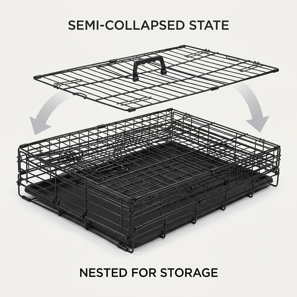48 Inch Heavy Duty Folding Metal Wire Dog Crate with Double Doors Z95366