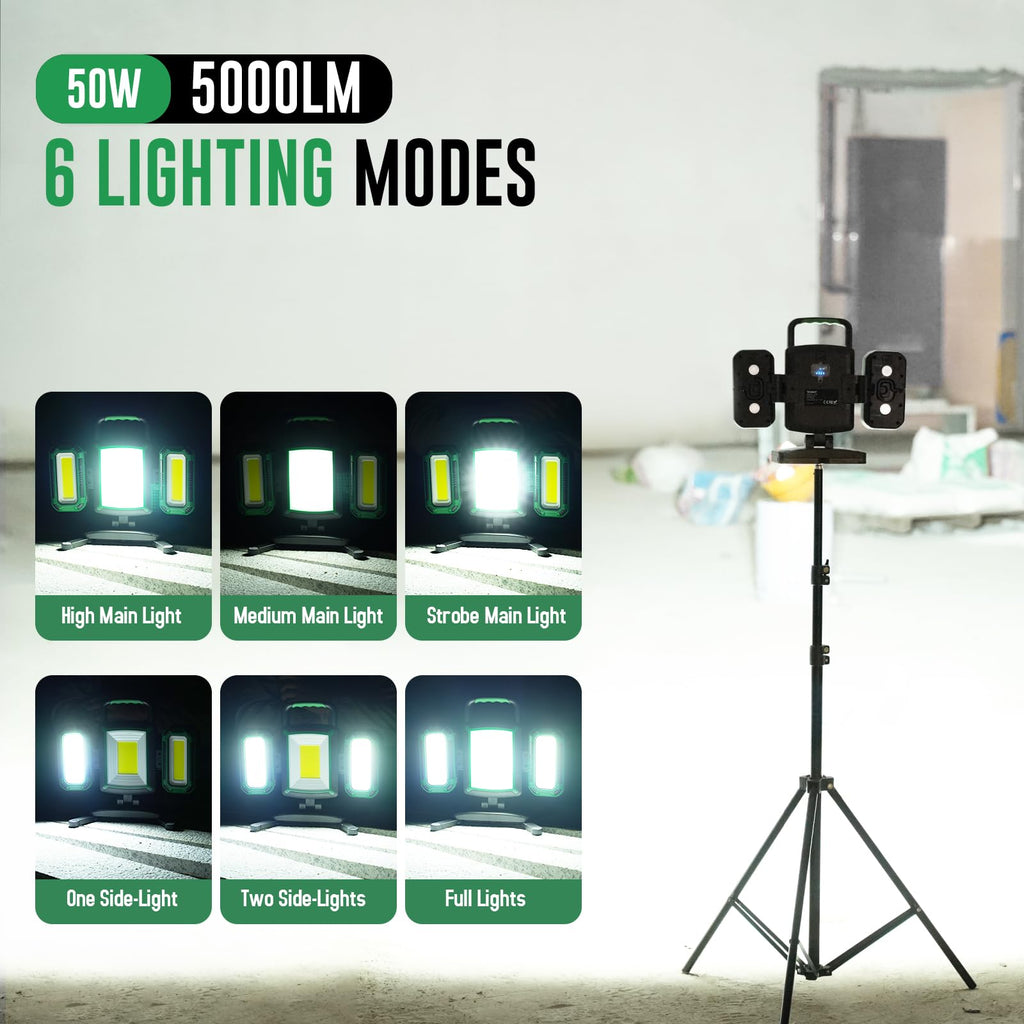 50W 5000LM Rechargeable Magnetic LED Work Light Q142