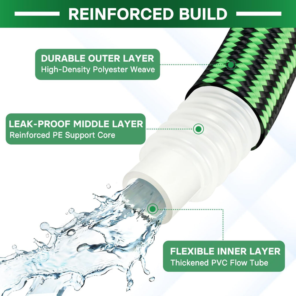100 ft Flexible Non-Expandable Kink-Free Lightweight Garden Hose G516415