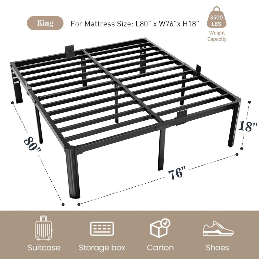 King Size 18 Inch Heavy Duty Platform Bed Frame E609