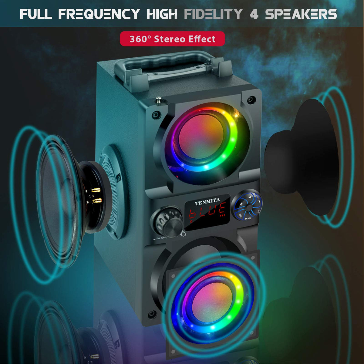 40W Portable Bluetooth Speaker with Lights and FM Radio K6141