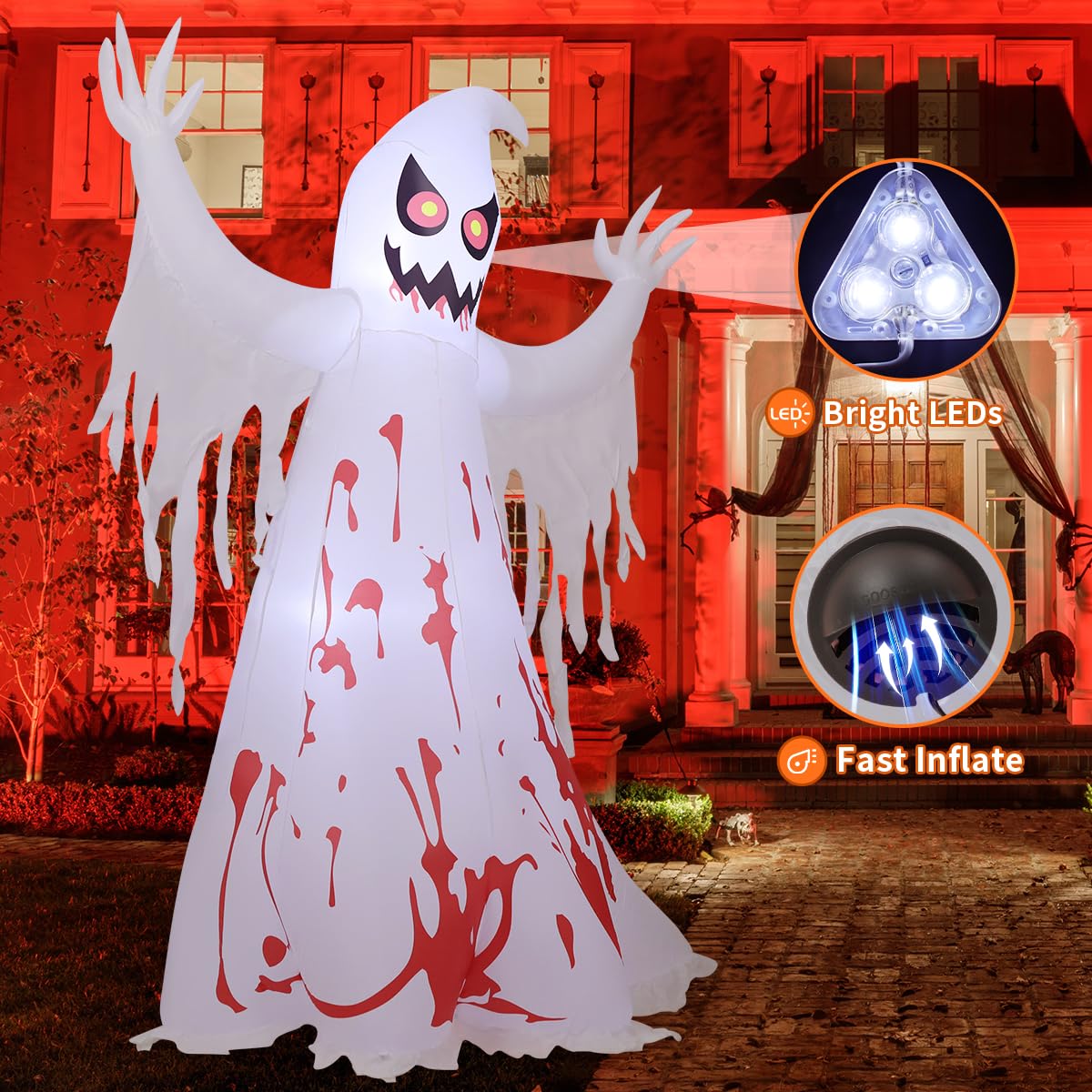 8.2 FT Inflatable Ghost with LED Lights P7545