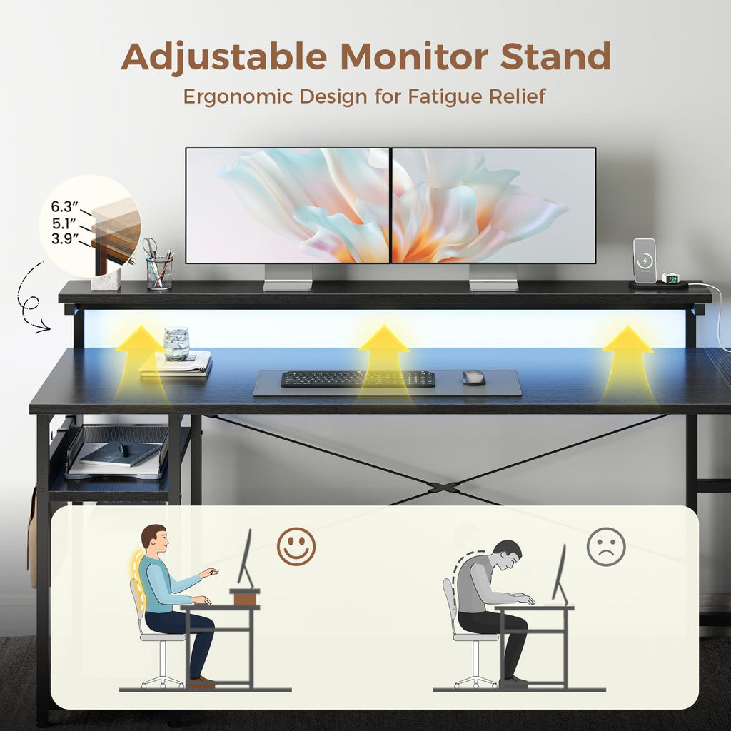 61 Inch L Shaped Computer Desk with 4 Drawers X73599