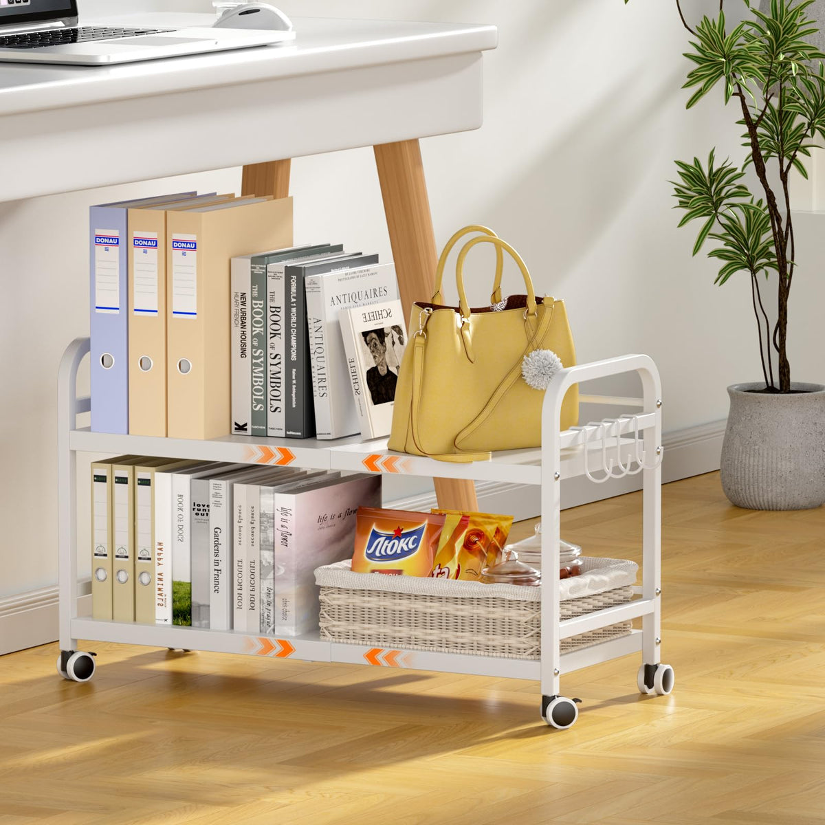 2-Tier Expandable Rolling Cart with Wheels H641