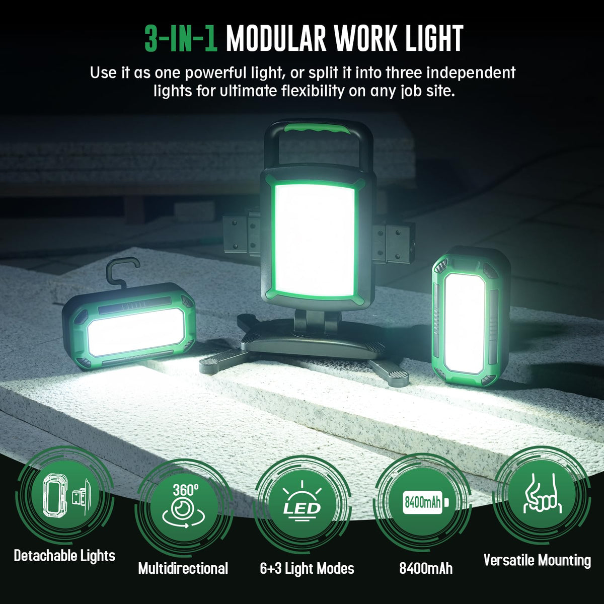 50W 5000LM Rechargeable Magnetic LED Work Light Q142
