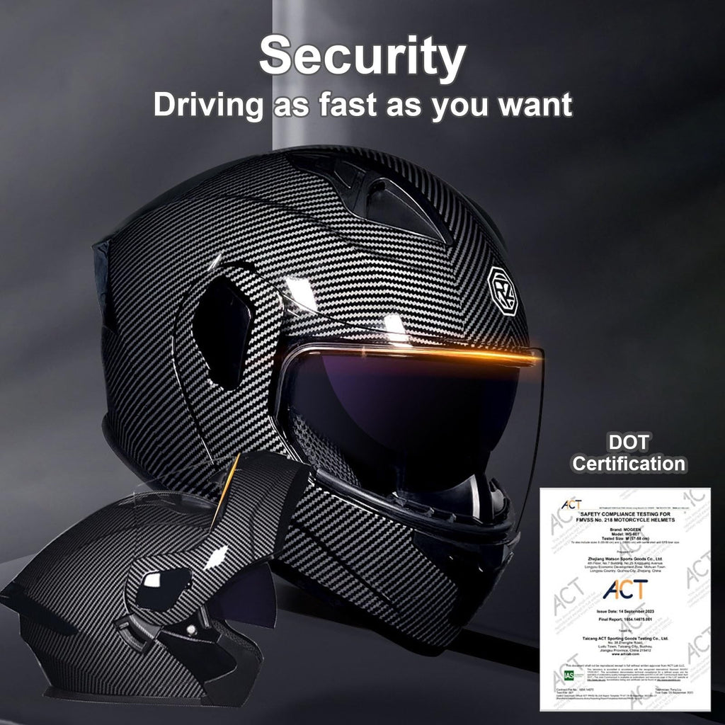 DOT Approved Full Face Flip up Anti-Fog Double Visor Motorcycle Helmet I707