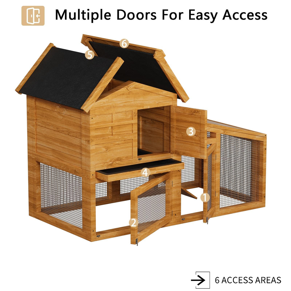 2-Story Wooden Rabbit Hutch with Run M867492
