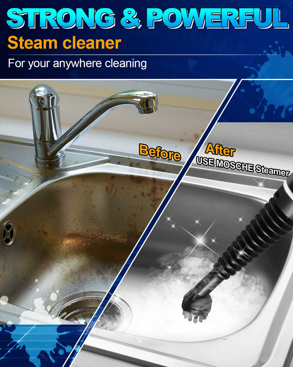 Handheld Portable Steam Cleaner with 11-Piece Accessory Set V7194