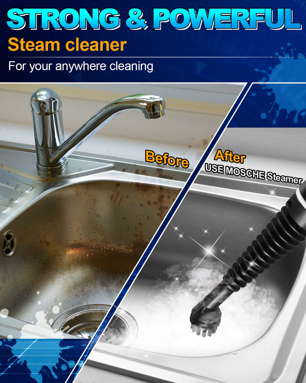 Handheld Portable Steam Cleaner with 11-Piece Accessory Set V7194