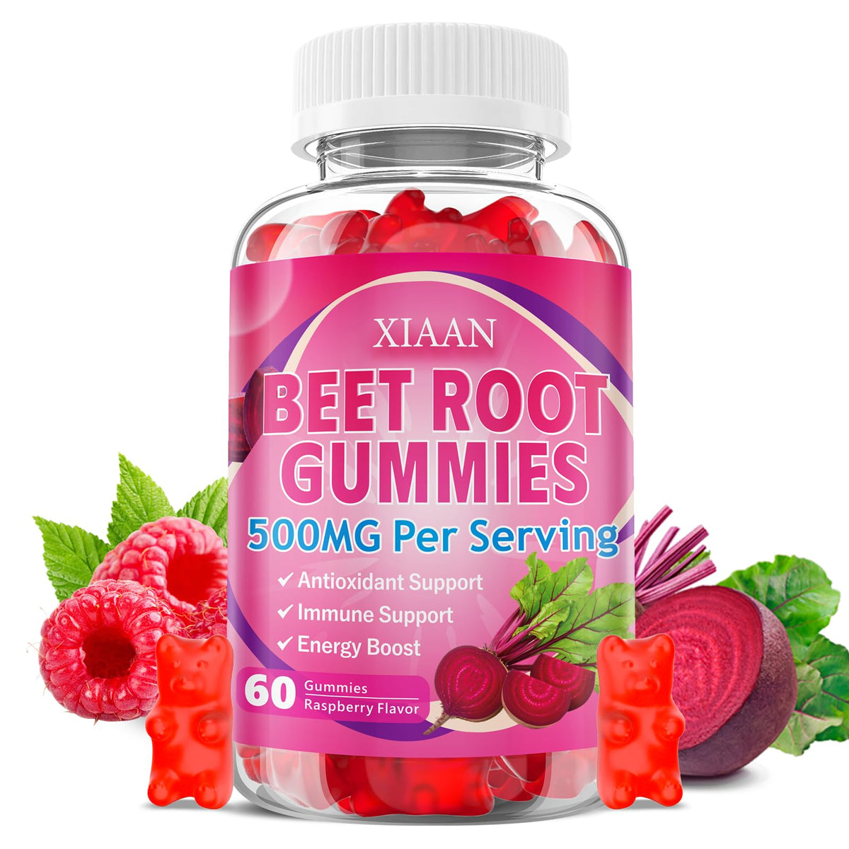 Sugar-Free Vegan Beet Root Gummies 60 Count P19173