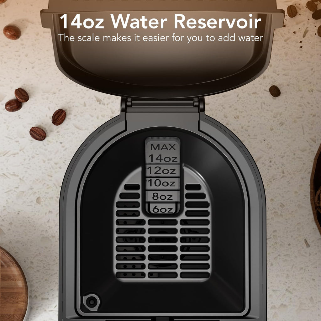 Black Single Serve Coffee Maker with 14 Oz Water Reservoir A3886