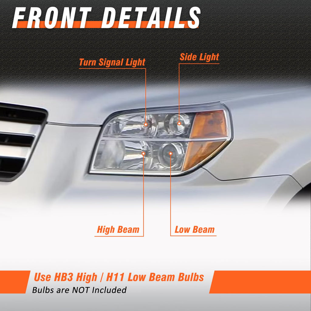 2006-2008 Honda Pilot Headlights Assembly Chrome Pair J272