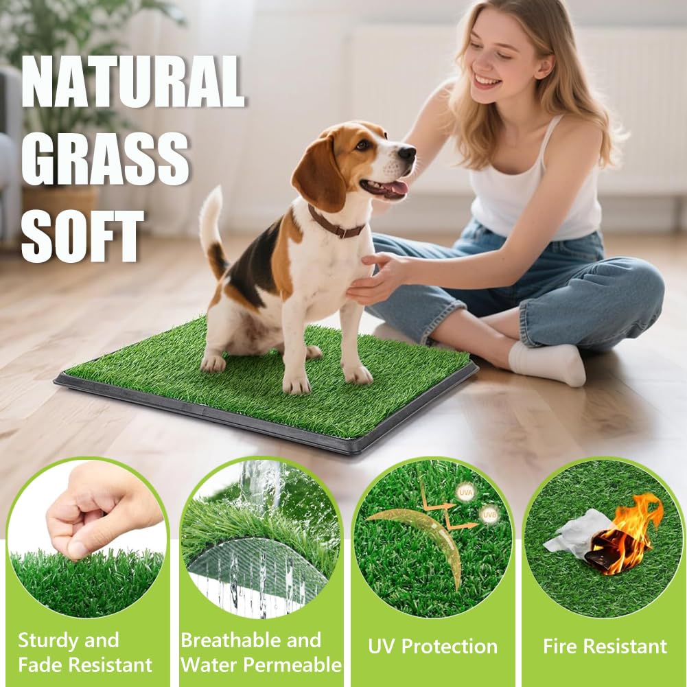Reusable Pet Grass Potty with 2-Pack Replaceable Artificial Grass L611242