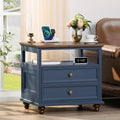 Blue 2 Drawer Wood Nightstand W286348