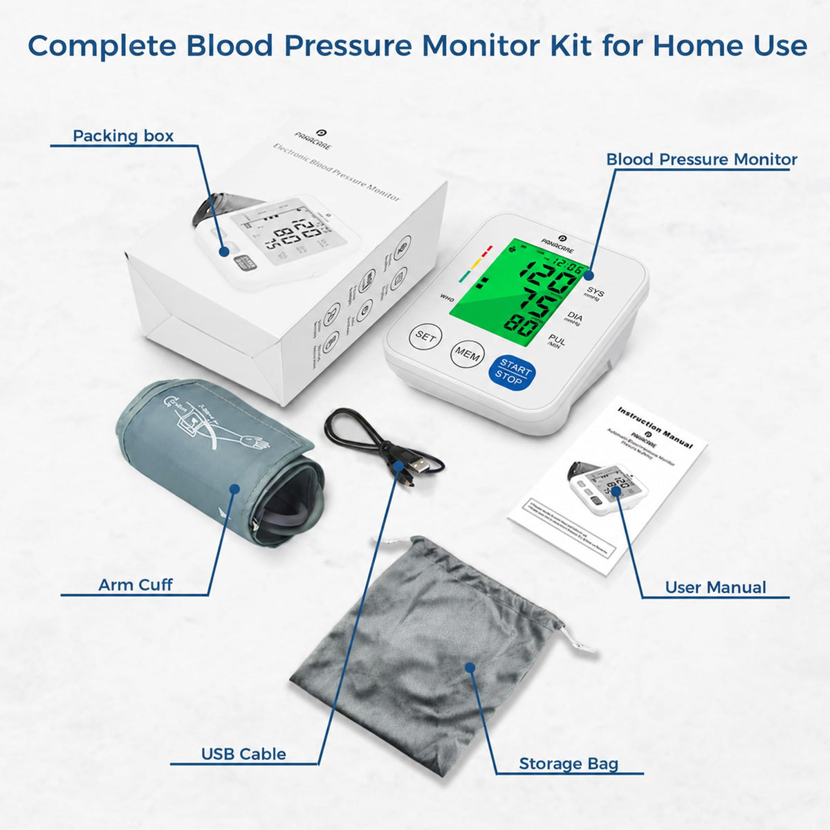 Upper Arm Blood Pressure Monitor with Adjustable Cuff and Backlit Display J5784