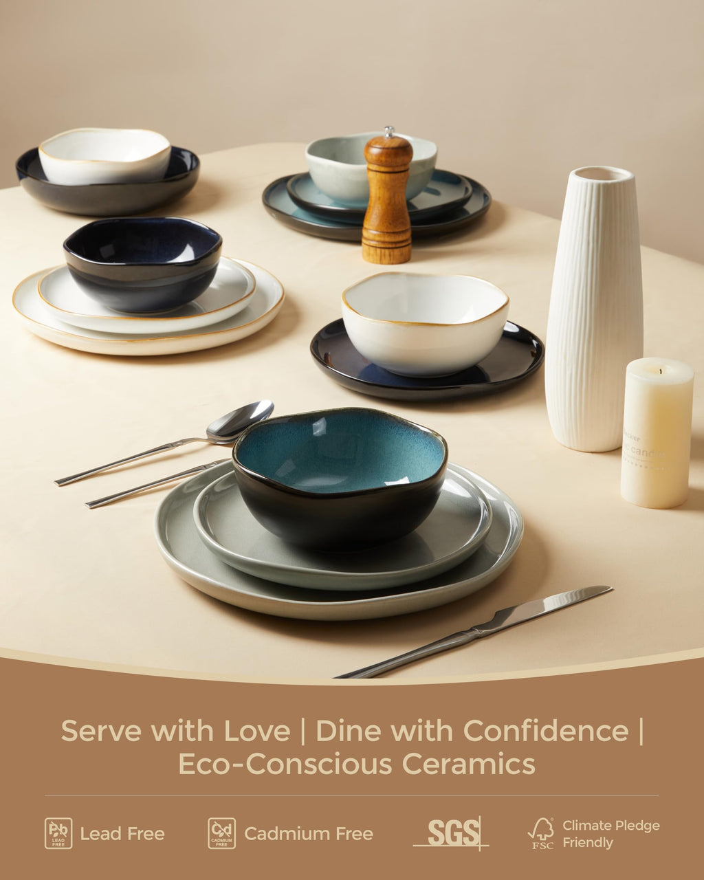 8.26" Ceramic Pasta Bowls Set of 4 G365647