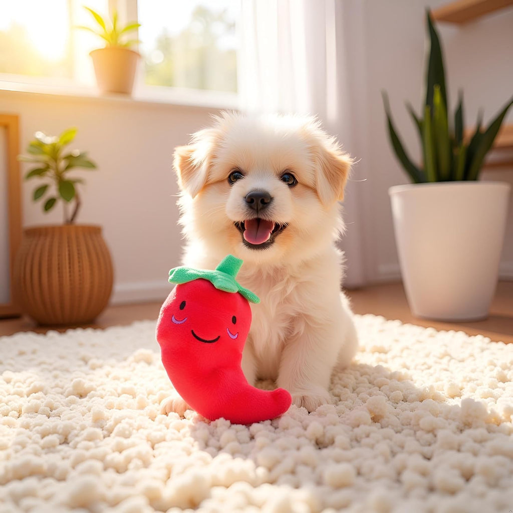 Red Squeaky Plush Dog Toys O97899