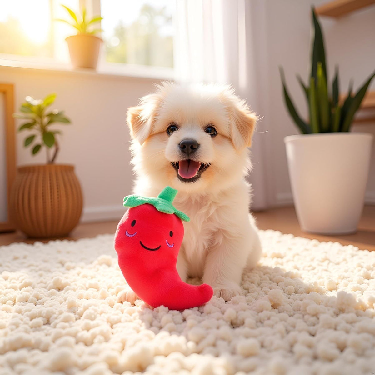 Red Squeaky Plush Dog Toys O97899