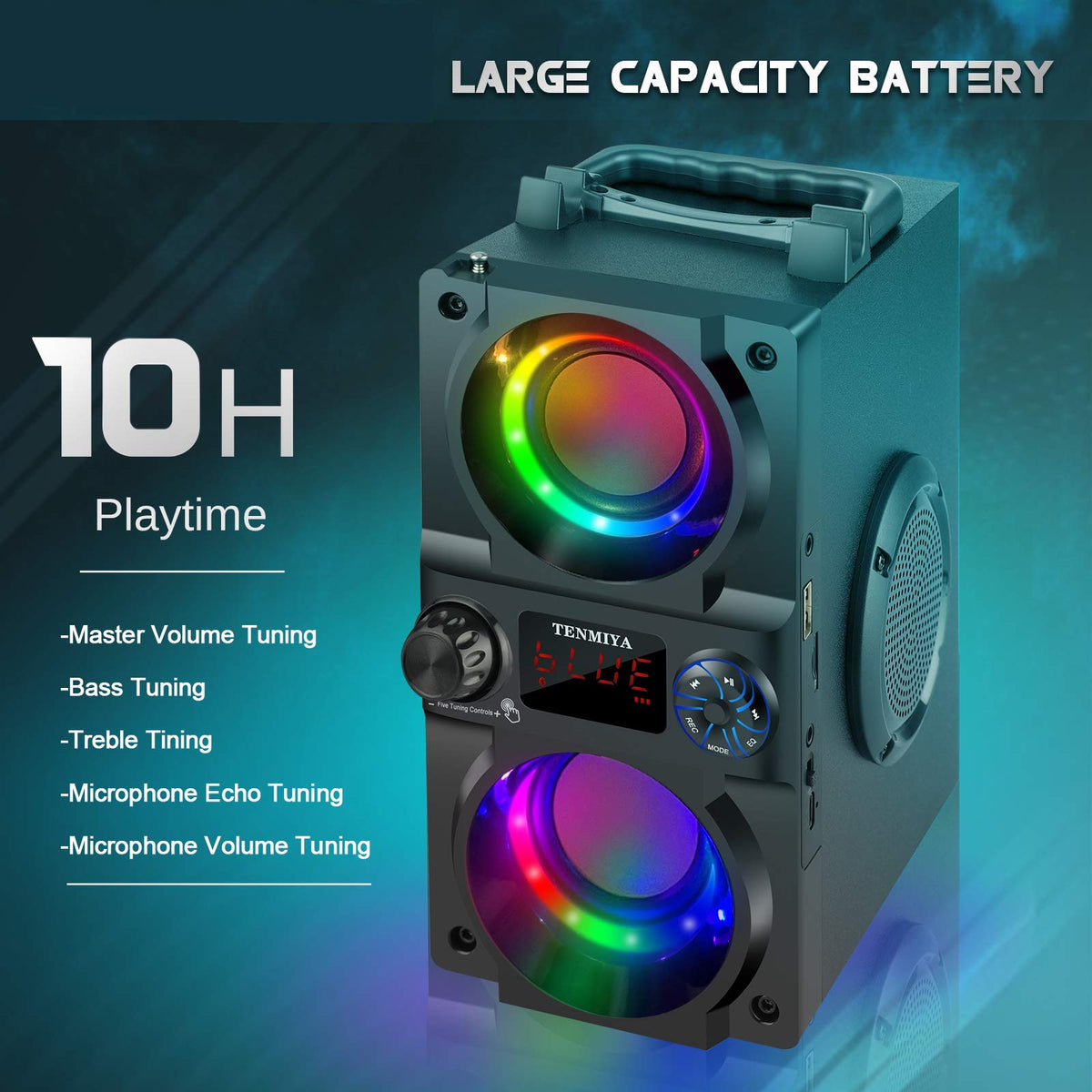 40W Portable Bluetooth Speaker with Lights and FM Radio K6141