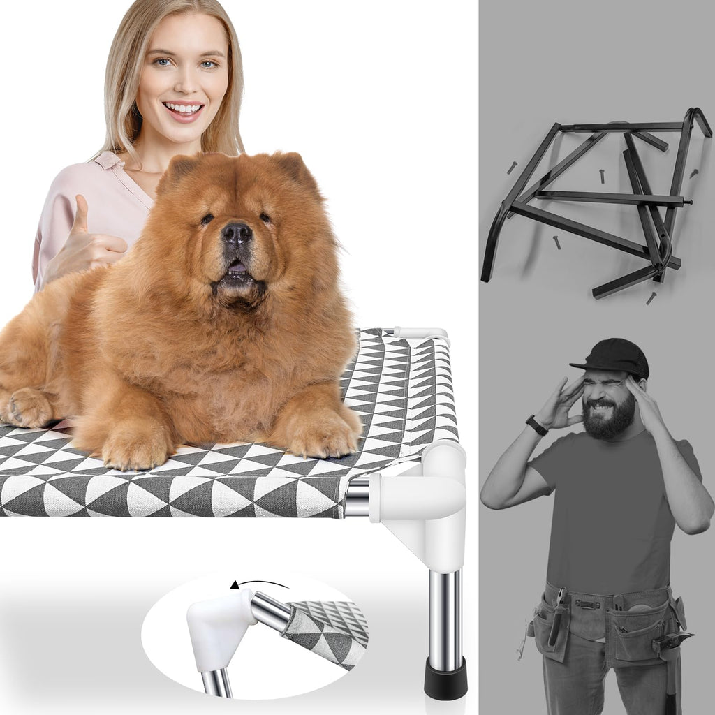 Medium Cotton Elevated Outdoor Dog Bed Y25273