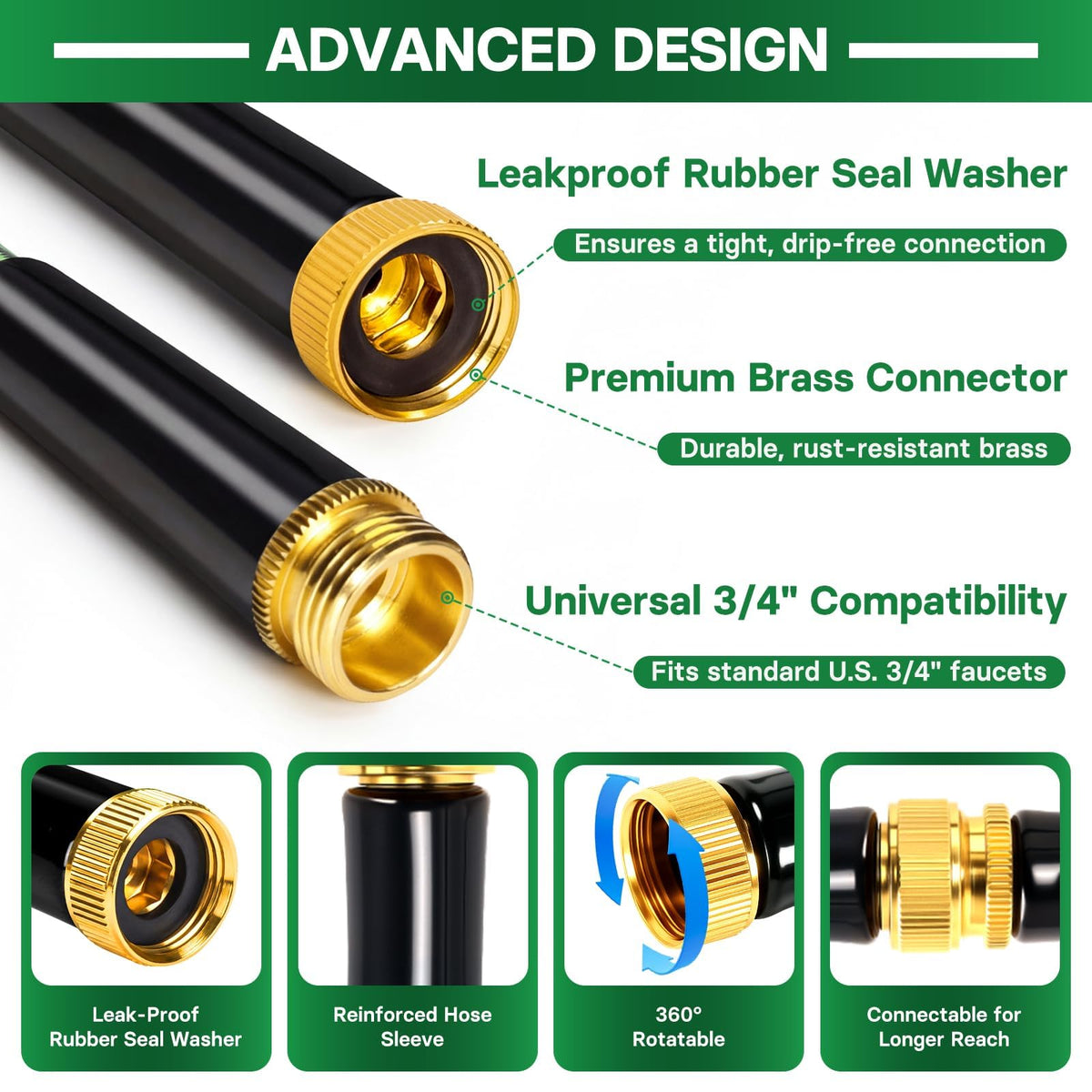 100 ft Flexible Non-Expandable Kink-Free Lightweight Garden Hose G516415