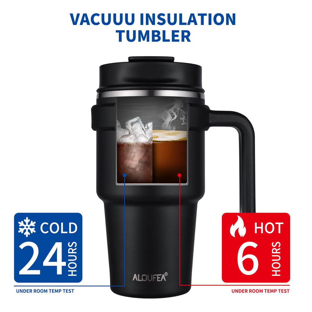 20 oz Insulated Travel Coffee Mug Tumbler with Handle and Straw E278652