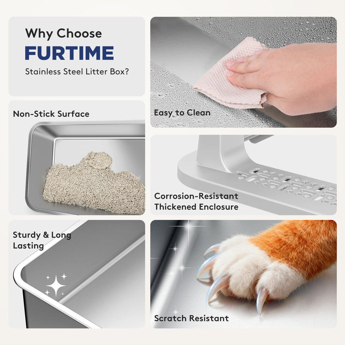2 Pack Stainless Steel Cat Litter Box with Lid H91339
