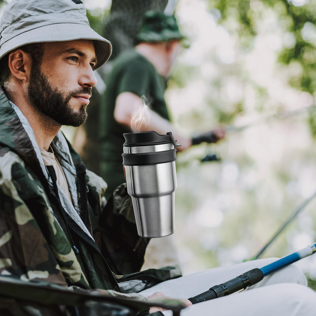 20 oz Insulated Travel Coffee Mug Tumbler with Handle and Straw E278652
