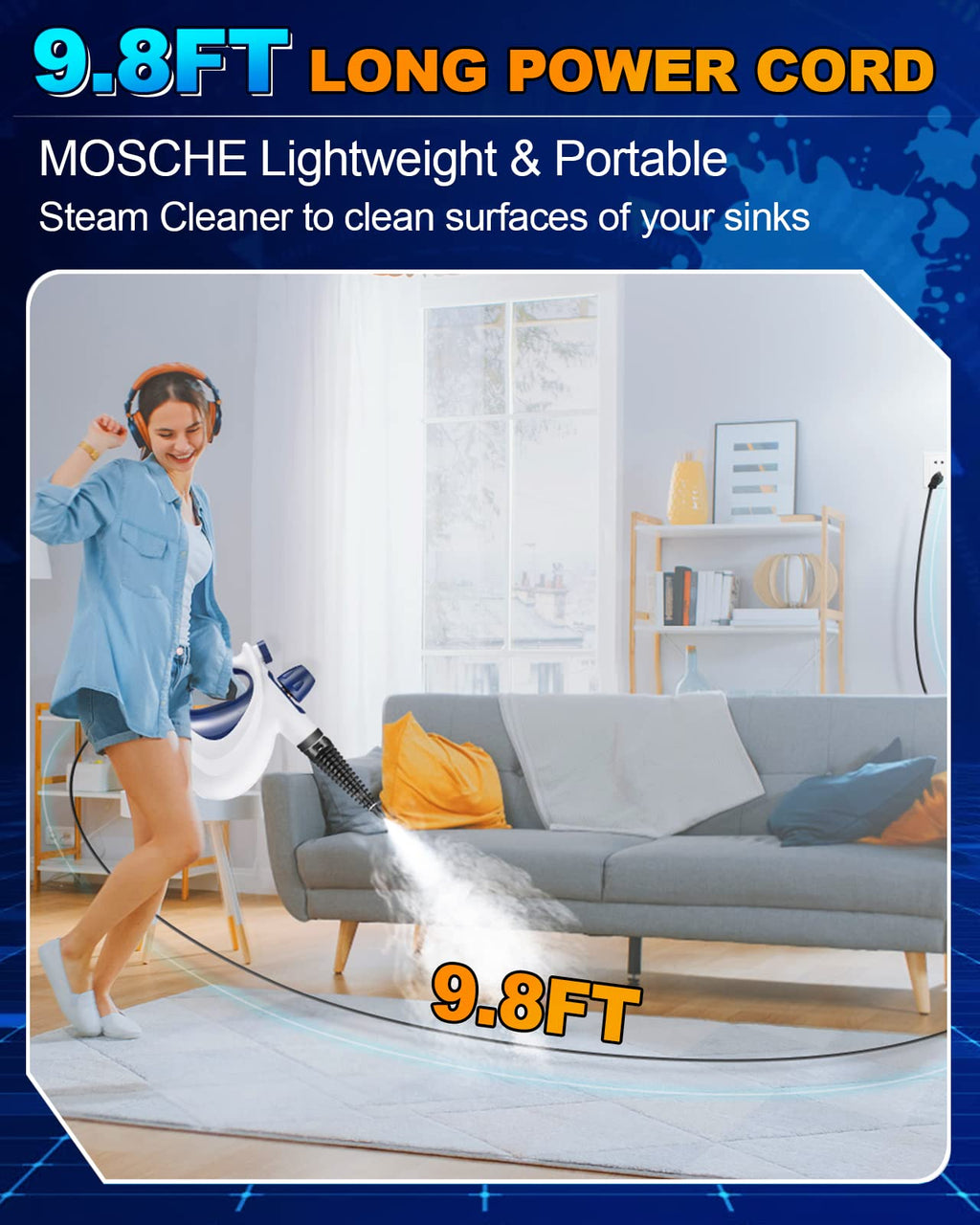 Handheld Portable Steam Cleaner with 11-Piece Accessory Set V7194